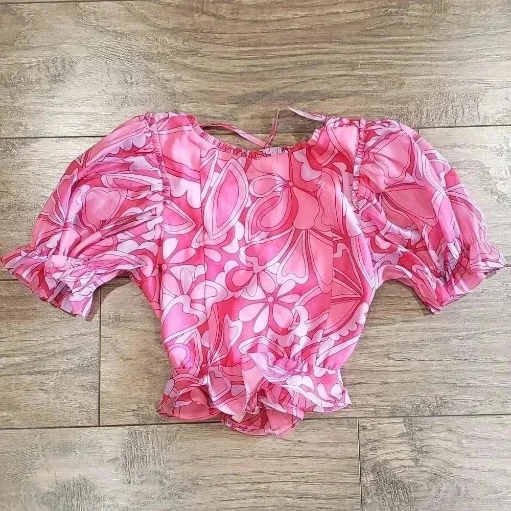 NWOT Revolve Show Me Your Mumu Daiquiri Peplum Top Candy Hearts Organza …